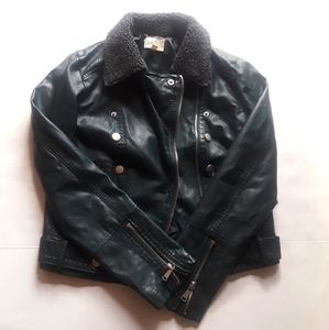 Jolt Blue Green Vegan Leather Jacket